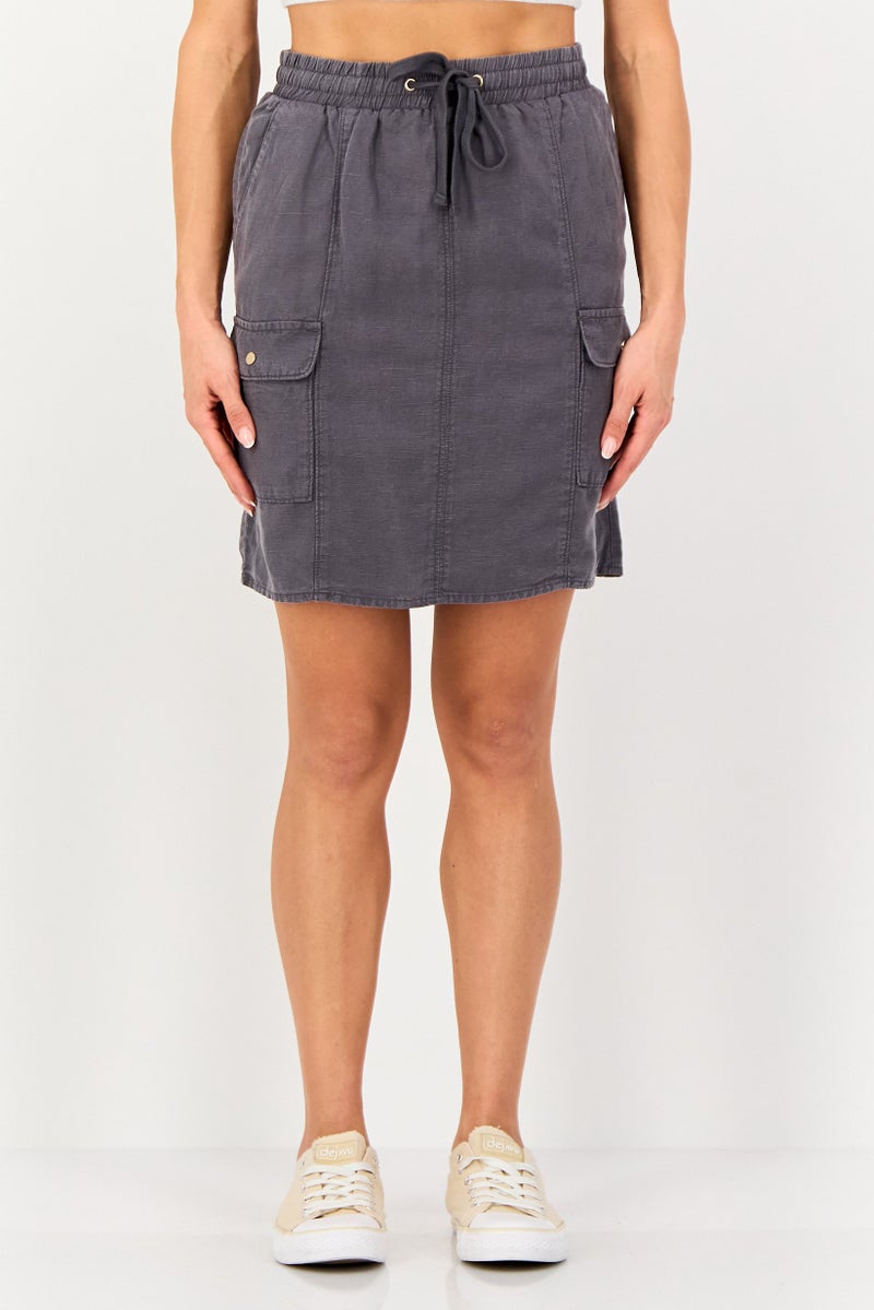 promod Women Solid Mini Skirt, Dark Grey - Image 1
